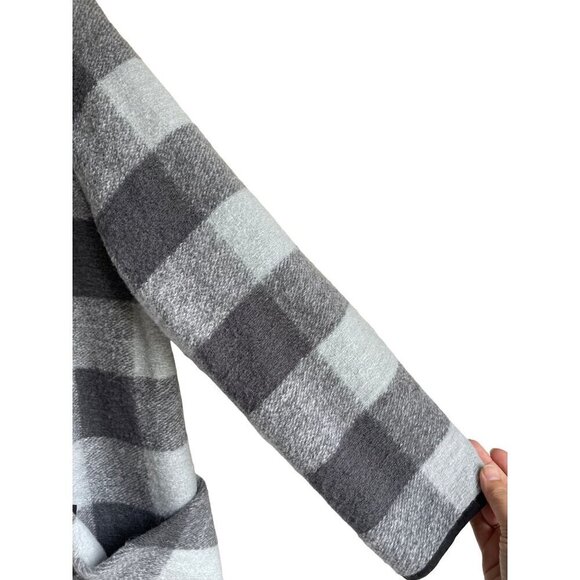 NWOT ROAMANS Size 16W Gray Buffalo Plaid Wool Blend Jacket Long Sleeve Collared - Picture 4 of 7